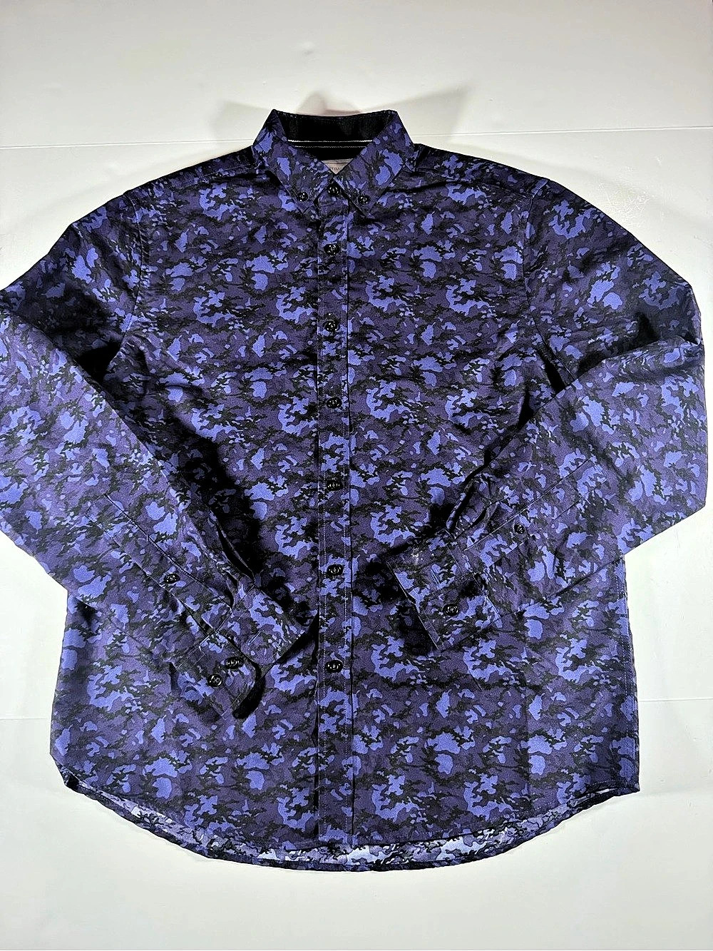 International Report Men's Camo Button Down in Purple & Black